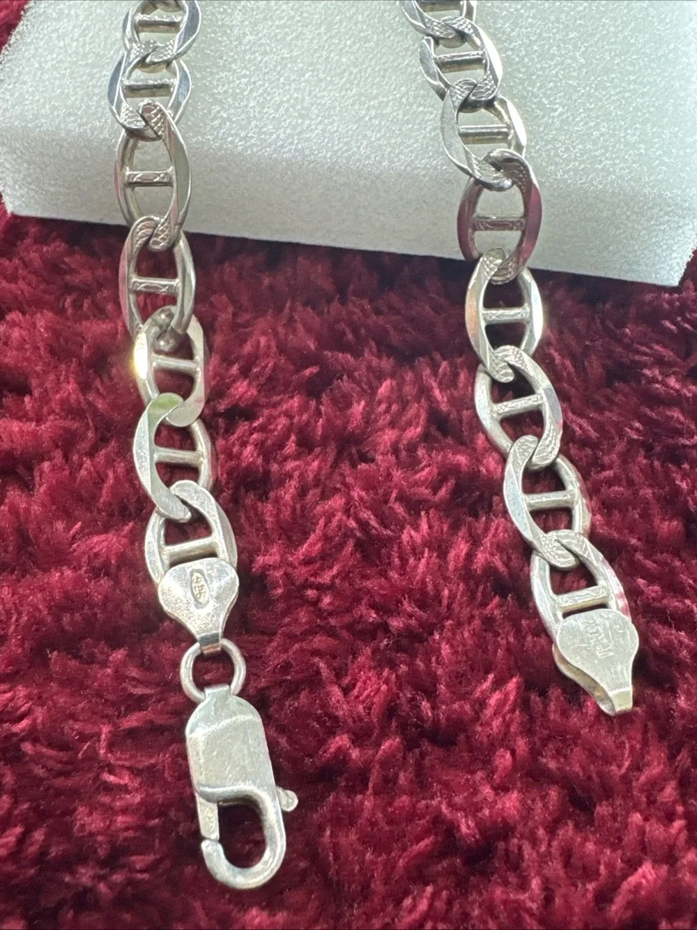 925 Sterling Silver Figaro Chain Necklace 22” 8mm 37.4g Two-Sided